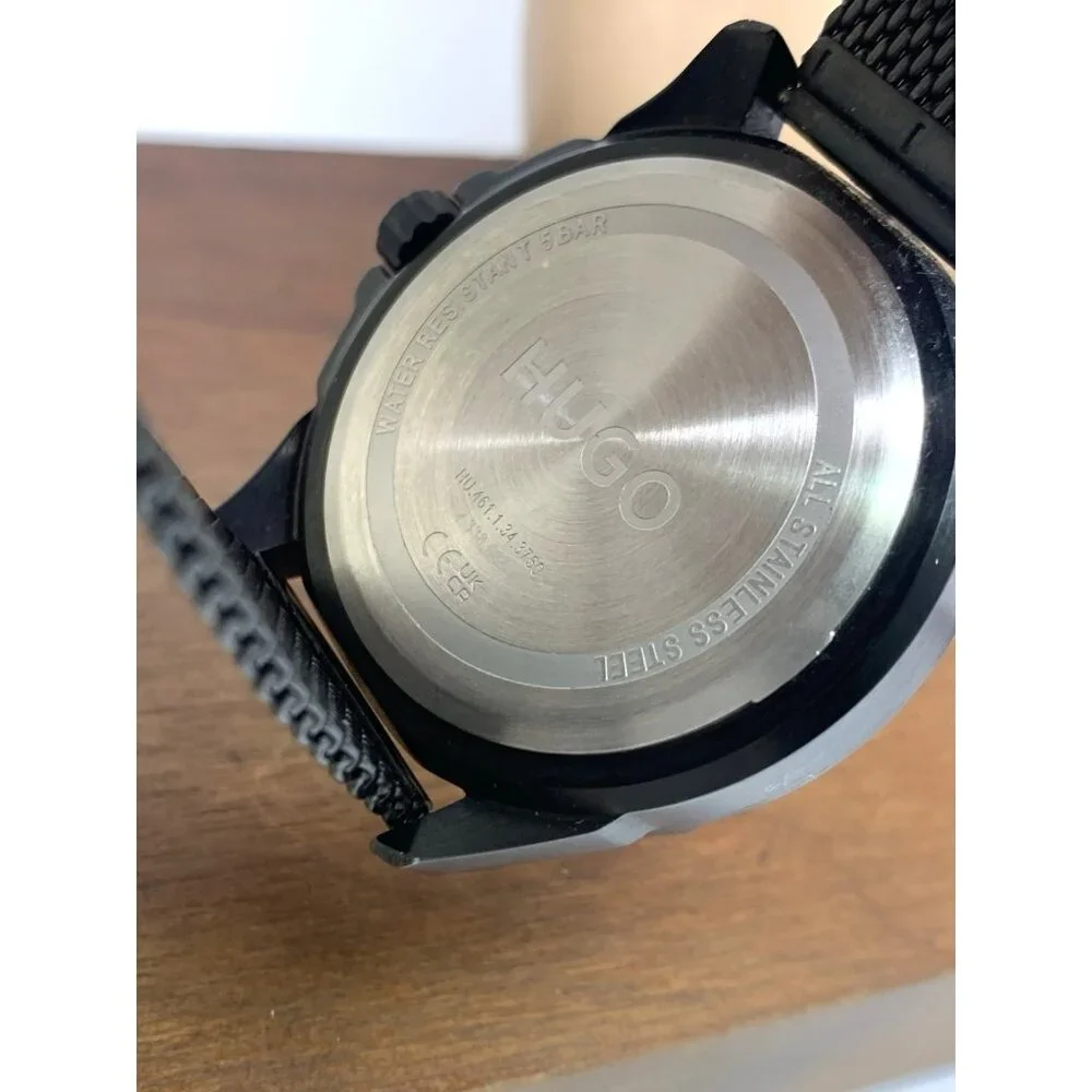 Hugo Boss Men's Watch 1530289 Quartz Black Dial Mesh Stainless Steel 44mm